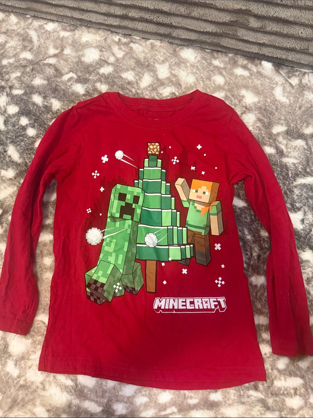Minecraft Red Long-Sleeve Kids Graphic Tee